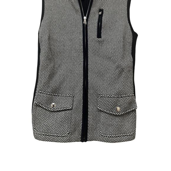 NWOT Lauren Ralph Lauren Black White Herringbone Size Medium Fall Vest Layering - Picture 3 of 11